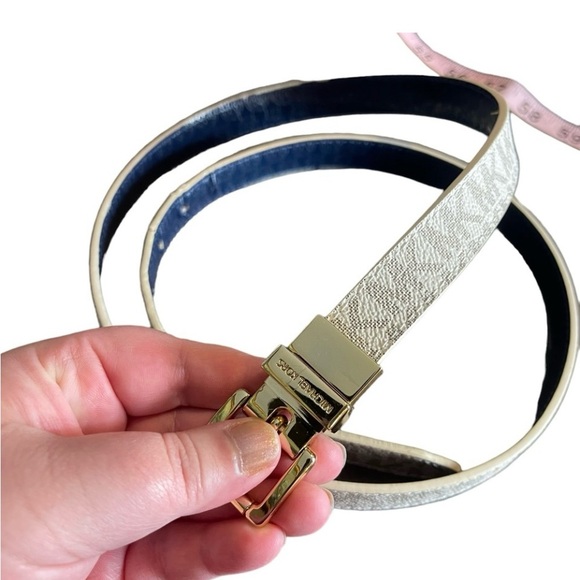 MICHAEL KORS white coated leather logo belt signature MK - Picture 2 of 5